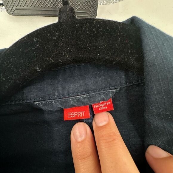 Vintage Y2K Esprit Women's Cotton Pockets Button Front Jacket Navy Blue Small - Picture 3 of 9